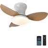 LASANYA Ventilatore da Soffitto con Luce e Telecomando, Motore DC, 65 cm | 3 Flügel Holzoptik Walnuss, Flach 21cm, Dimmbare LED 3000-6500K mit Memory, Reversibel 6 Stufen, App-Steuerung & 2h Timer