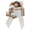 THUN - Angelo Grande da Parete con Targetta Personalizzabile dal cliente - Formella con Fiocco Bianco - Ceramica - Linea I Classici
