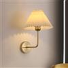 Generic Applique da Parete Moderne Lampada da Parete con Paralume Plissettato in Tessuto Color Oro Antico Stile Nordico per Bagno Camera da Letto Cameretta dei Bambini Cucina Corridoio E Stile Rustico