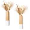 WVOPIAHY Set di 2 vasi da parete in legno per fiori secchi (bianco e naturale)
