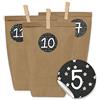 PaPIerDraCHeN Calendario dell'Avvento da riempire 2021-24 sacchetti regalo e 24 adesivi e clip di numeri - motivo lavagna bianca e nera - da riempire e armeggiare - Natale 2021 - Mini Set No. 16