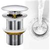 Fousenuk Piletta Lavabo Bagno, Tappo Lavandino Bagno Senze Troppopieno | Tappi di Scarico per Lavello, Piletta Click Clack Pop Up, Valvola di Scarico Lavabo per Cucina e Bagno Lavabo Sifone Bidet