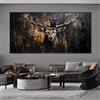 IHHGNB Quadro moderno astratto con cervo su tela, stampa e poster, dipinto dorato e nero per la decorazione della casa in soggiorno (80x160 cm (31x63 pollici)/Senza cornice)