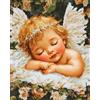 Hdfvlfdsa Kit Punto Croce Prestampato Angelo Bambino Addormentato 40X50Cm Set Schemi Punto Croce Kit Da Ricamare Prestampato Per Principianti, Disegni Quadro Quadri A Mezzo Punto Croce Da Ricamare Kit