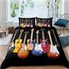 richhome Chitarra stampata Copripiumino 140x200cm Adolescenti Musica Rock a tema Biancheria da letto per Bambini Adulti Modello Musicale colorato Set biancheria da letto Hip Hop Stripe Style