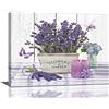 Tijuboni Lavanda tela artistica da parete country lavanda fiore farfalla candela decorazione da parete fiori viola casa colonica quadri stampe incorniciate opere d'arte decorazione per bagno, camera