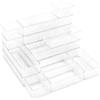 DHNEIYGC 14 Pezzi Organizer per Cassetti, set Trasparente in PET Antiscivolo e Impilabile, Vassoi Portaoggetti da Toeletta per Trucco, Cosmetici, Bagno, Cucina e Ufficio, 4 Misure