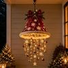 Generic Lampadario con cappello di Babbo Natale illuminato da appendere lampada | Cappello di Babbo Natale rosso vintage con accenti di bacche di agrifoglio, luci calde con stringa, decorazione da appendere