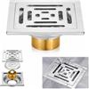 JYYWTSI Filtro Doccia, Scarico Doccia Quadrato 10 x 10 cm, Piletta Doccia a Pavimento in Acciaio Inox con Nucleo in Ottone Extra Spesso, Valvola Antiodore Doccia per Bagno Cucina Balcone