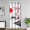Homemissing Inchiostro Cinese Pittura Tenda porta Ciliegio Fiore Rosso Sole Tenda Oscurante Termica 106x203cm Camera Di Montagna Decorazione Traspirante Morbida Microfibra Leggera