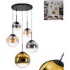 hofstein Lampada a sospensione Gastor in metallo/vetro nei colori nero/oro/ambra/fumo/trasparente, design retrò/vintage, paralumi in vetro (Ø 20, 25, 30 cm), altezza max. 150 cm, 5 x E27, senza lampadine