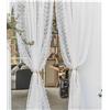 Yaland Tendina per finestra con design a pizzo, delicata tenda traslucida con fettuccia arricciata, in stile rustico, 1 pezzo, bianco, altezza x larghezza 270 x 130 cm