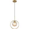 ENTHERONIC Moderne lampade a Sospensione Mid Century E27 Lampada a Sospensione con Paralume in Vetro Globo Lampadario Interno Regolabile in Oro per Sala da Pranzo corridoio Camera da Letto