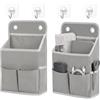 Msiud Organizer Parete Tessuto Lino 2 Pezzi 5 Scomparti Grigio Impermeabile | Tessuto Lino Resistente, 2 Pezzi 5 Scomparti, PE Impermeabile, Ganci Adesivi, Salvaspazio per Casa Ufficio Bagno Dormitorio