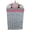 dvier - Cesto per la Biancheria, in Vimini, 37 x 27 cm, Altezza 50 cm, Colore: Bianco/Rosa
