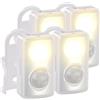 Pearl luce notturna con batteria: Set da 4 Luce notturna a LED, 50 Lumen luminosi, Sensore di movimento e crepuscolare (LED per scale, lampada con sensore di movimento, bambino)