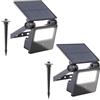 Luminea lampada solare a picchetto da terra: Set di 2 Faro da giardino LED solare, 400 Lumen, 1.200 mAh (proiettore LED esterno con picchetto, set di picchetti giardino solari, albero)