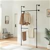 [en.casa] Stand Appendiabiti Industriale da Parete Armadio Aperto Organizzatore Guardaroba a Muro con Barra Asta Porta Abiti in Acciaio 222x105x31 cm Camera da Letto Ingresso - Nero