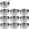 FDKene 10 Pezzi Posacenere Da Tavolo in Acciaio Inox, Diametro 8 cm, Posacenere Rotondo Antivento Moderno Portatile, Portacenere per Casa Esterni Ufficio Bar