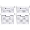 Curver Infinity - Set di 4 cestini con coperchio riciclato (2 pezzi, taglia M 11L e 2 pezzi, taglia L 17L), colore: bianco