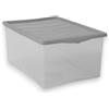 BELLI E FORTI Contenitori in Plastica con Coperchio Box L, Grigio, Ideali per Vestiti e come Portaoggetti, Adatti per Armadi e Garage, 55x39x25 cm