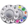 Hztyyier Tavolozza artistica professionale in plastica, Vassoio rotondo in alluminio, 2pz, 10 pozzetti/pz, per acquerello e acrilico