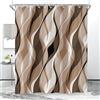 Hnmdmyi Tenda da doccia marrone 90x180, moderna astratta a strisce marroni e grigie Tenda da bagno impermeabile in tessuto poliestere lavabile per il bagno con gancio