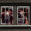 Randomgo 2 Pezzi Tende da Clown Horror di Halloween, Tende Finestra Horror Clown, per Feste di Halloween Carnevale, Festa dell'Orrore Decorazione Della Finestra (A) (H, 120 * 80cm)