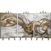 YS-Art Set Quadri Astratti Oro Bianco e Nero, Arte Moderna Materica