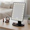 Inbagno Specchio Trucco Professionale Con Luci LED Integrata Touchscreen Smart Inclinazione Regolabile A 180° Specchiera Da Appoggio Nero Opaco Pile Non Incluse