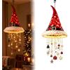 Generico Lampadario a sospensione illuminato con cappello da Babbo Natale (Stella) | Luce natalizia a LED a luce calda da appendere, decorazioni natalizie sospese per portico, patio, interni ed esterni