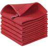 LatoYard Panni a nido d'ape in microfibra con bordo rinforzato per asciugamani da cucina durevoli, perfetti per assorbire fuoriuscite e pulire superfici delicate come vetro e porcellana (rosso)