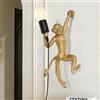 Elinkume Lampada da parete creativa a forma di scimmia, per interni, altezza 43 cm | Lampada a forma di scimmia, con spina, attacco E27, lampada a forma di animale, decorazione per la casa e illuminata