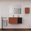 DEGHI Mobile bagno sospeso 100 cm terrarossa effetto cannettato con anta nero opaco e lavabo in ceramica sx - Lameck