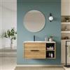 DEGHI Mobile bagno sospeso con cassetti e vani a giorno 100 cm rovere acero cannettato con lavabo - Mida