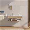 DEGHI Mobile bagno sospeso 100 cm acciaio inox satinato e rovere con lavabo integrato sx - Axis