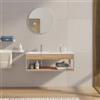 DEGHI Mobile bagno sospeso 100 cm champagne e rovere con lavabo integrato sx - Axis