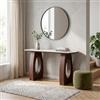 DEGHI Consolle 130x50 cm top ceramica effetto marmo bianco con gambe noce - Miralis