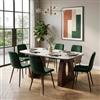 DEGHI Tavolo da pranzo 200x100 cm top ceramica effetto marmo bianco con gambe noce - Miralis