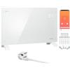 WARMTEC Riscaldamento elettrico 2000W | Riscaldamento in vetro con WiFi, timer e display LCD e programma settimanale | Radiatore a convezione a risparmio energetico da parete o da appoggio | Bianco