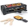 HengBo Grill per Raclette 2 Persone con una Padella Antiaderente per la Griglia e 3 Mini Padelle, Temperatura Regolabile, 700W, Acciaio Inossidabile, Nero
