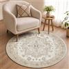 TOPICK Tappeto Salotto Moderno Camera Da Letto Rotondo 120cm Beige | grande, facile da mantenere, antiscivolo, lavabile, pelo corto, morbido, adatto per camera da letto, sala, cucina e ufficio