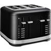 KitchenAid Tostapane 4 Fette, Slot Larghi per Pane Artigianale e Bagel, Controlli Indipendenti Doppi, 7 Livelli di Doratura, Funzioni Bagel/Scongela/Riscalda/Prolunga, Leva Alta, Nero Opaco