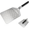 LEKABIN Pala per pizza forata con manico pieghevole, 56,5 cm | Pala metallica 24 x 25 cm per pizza, focacce e impasti