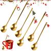 Axiwjolt 6 Pezzi Cucchiai di Natale, Cucchiaio da Caffè, Cucchiaini da Dessert | Design Manico Lungo con Ciondolo Natalizio per Torte, Dolci, Cucchiaini da Cucchiaino Decorazione da Tavolo ( Colore Oro)