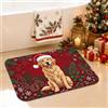Generic Golden Retriever - Tappeto da bagno a tema natalizio con cappello di Babbo | Ritratto di Golden Retriever, tappetino da bagno per doccia, rami di pino invernale, illustrazione con cappello di Babbo
