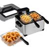 COSTWAY 1700 W Friggitrice ad Olio con Schermo LED e 3 Cestelli, 5L | Friggitrice Elettrica Smontabile con Finestra Trasparente, Manici, Temperatura e Timer Regolabili, 34,5 x 35 x 21,5 cm
