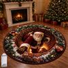mondpfote Tappeto Natalizio 3D, Tappeto Tridimensionale Natale (A,100*100) | 3D di Babbo Natale, per Soggiorno, Tappeto Invernale per Camera Letto, Zerbino Antiscivolo per Decorazioni Natalizie