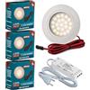 JungesLicht - 3 X Set faretto a incasso a LED per mobili 2 W 12 V DC - bianco caldo + trasformatore LED da 15W + distributore AMP