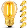 Caldarax 6 Pezzi Lampadina Vintage Edison LED E27, 2W LED Filamento Equivalente a 20W, Vetro Ambrata, Bianca Calda 2200K, 200LM, Non Dimmerabile, Mini Globo G45, Lampadine Decorativo Retro Stile